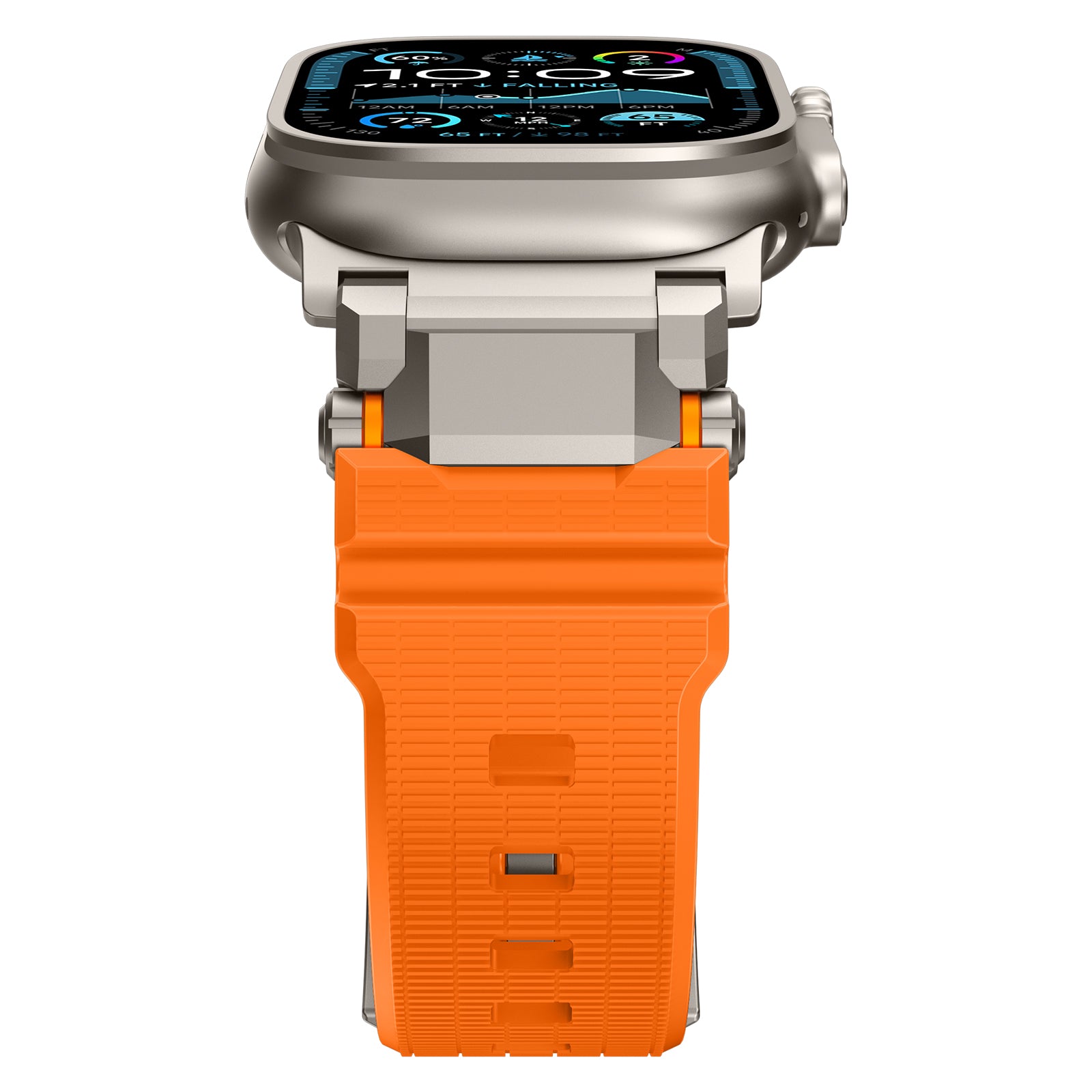 Apple Watch 'Adventurer' siliconen band (oranje met titanium)