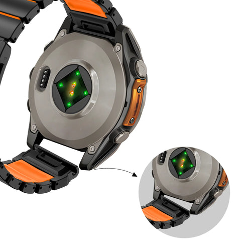 Bandz Garmin Instinct 2 Titanium Strap 'Hybrid' (Black/Orange)