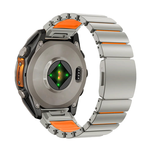 Bandz Garmin Instinct 2 Titanium Strap 'Hybrid' (Titanium/Orange)