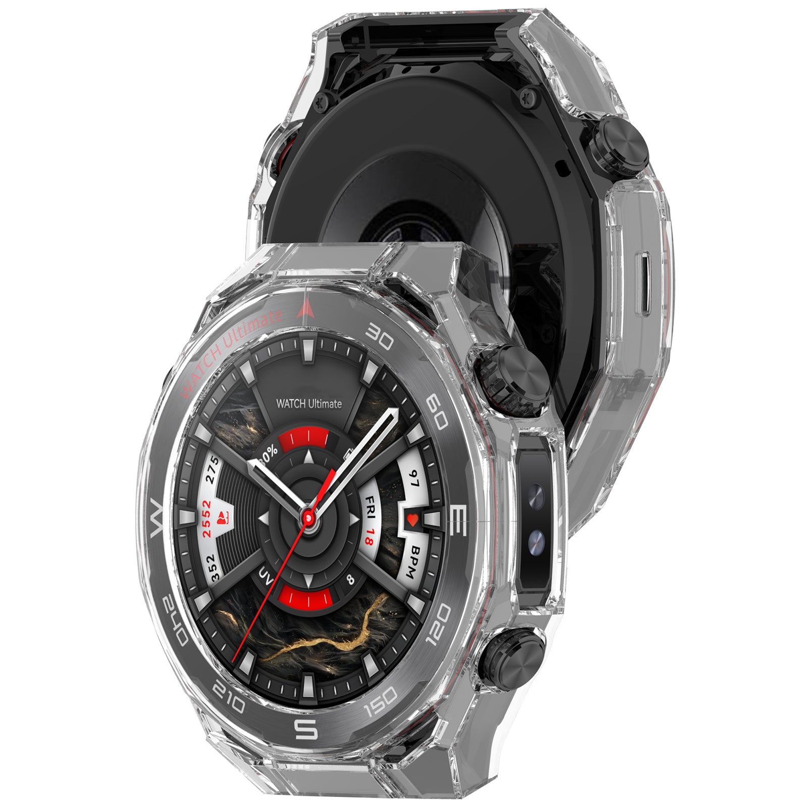 Huawei Watch Ultimate PC case met glas (transparant)