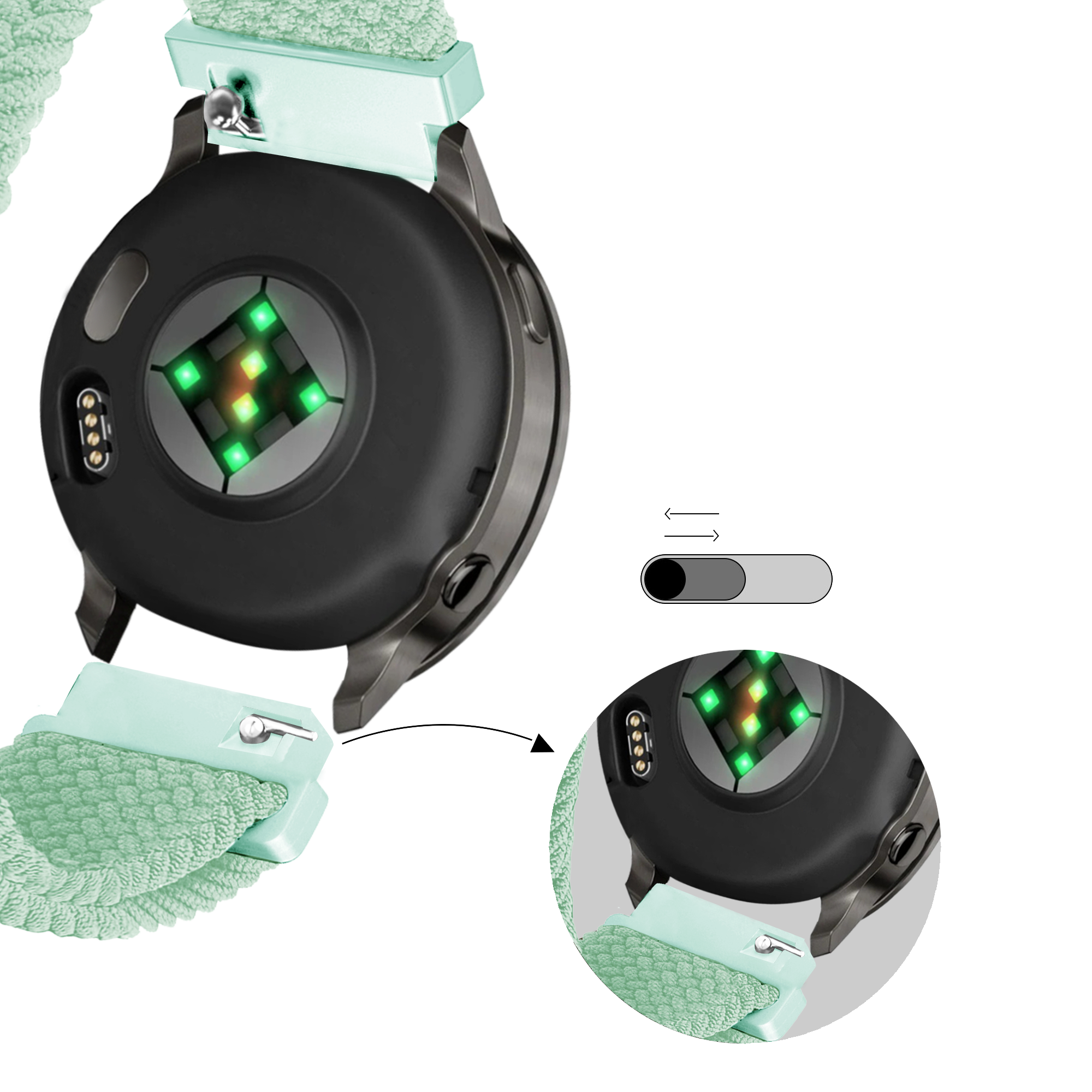 Bandz Garmin Forerunner 265s verstelbare nylon band (turquoise)