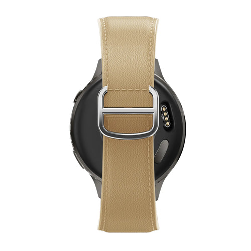 Bandz Amazfit Bip U Lederen band 'D-Type' (creme)