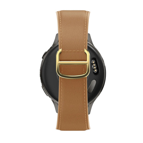 Bandz Samsung Galaxy Watch 7 - 40mm Lederen band 'D-Type' (milk tea)