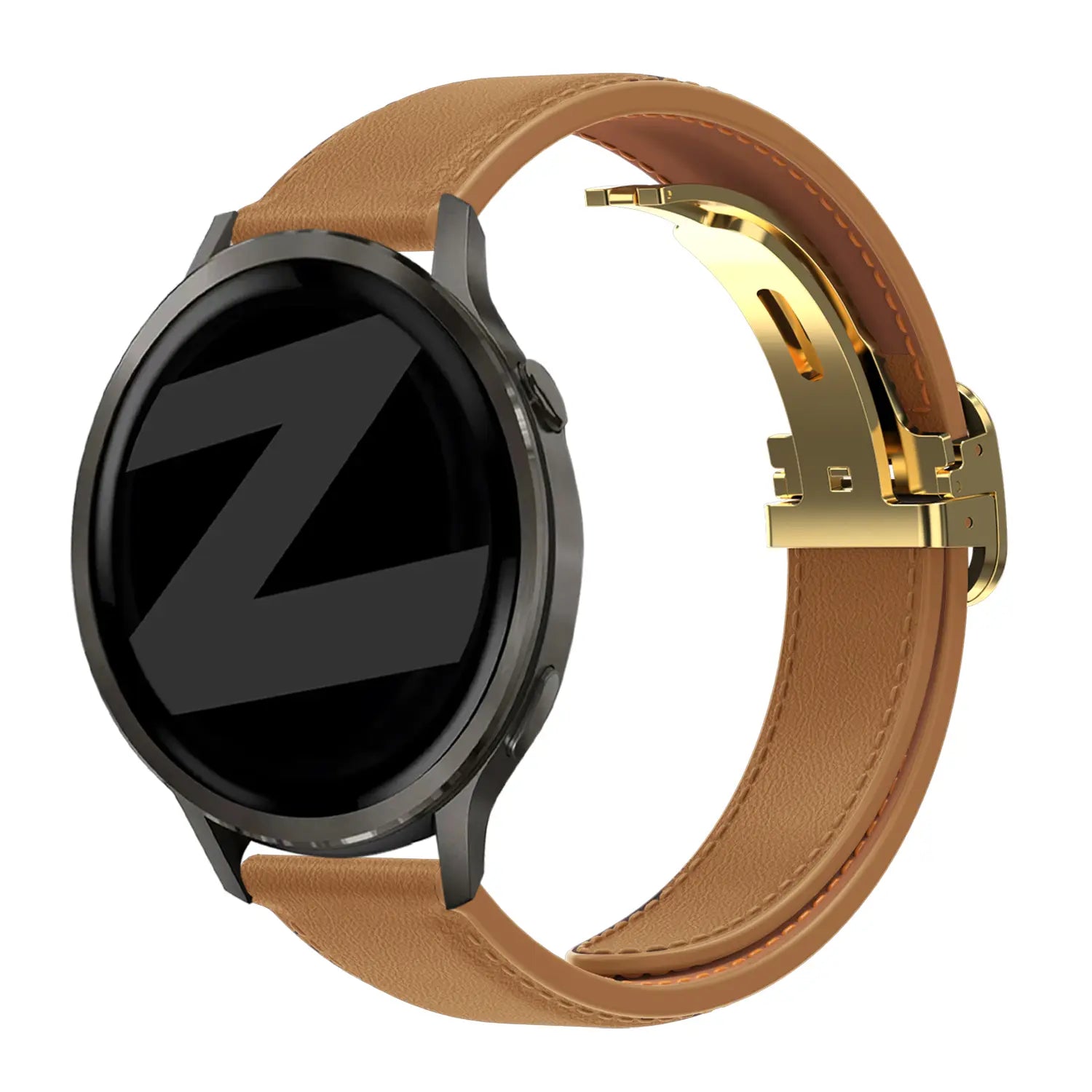 Bandz Actyve Smartwatch 20mm Lederen band 'D-Type' (milk tea)