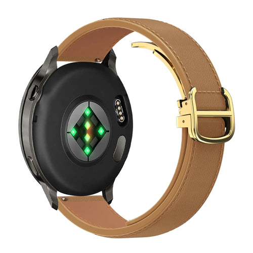 Bandz Samsung Galaxy Watch 7 - 40mm Lederen band 'D-Type' (milk tea)