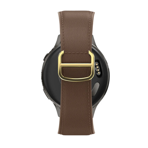 Bandz Samsung Galaxy Watch 7 - 40mm Lederen band 'D-Type' (donkerbruin)