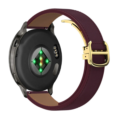 Bandz Amazfit Bip U Lederen band 'D-Type' (wijnrood)