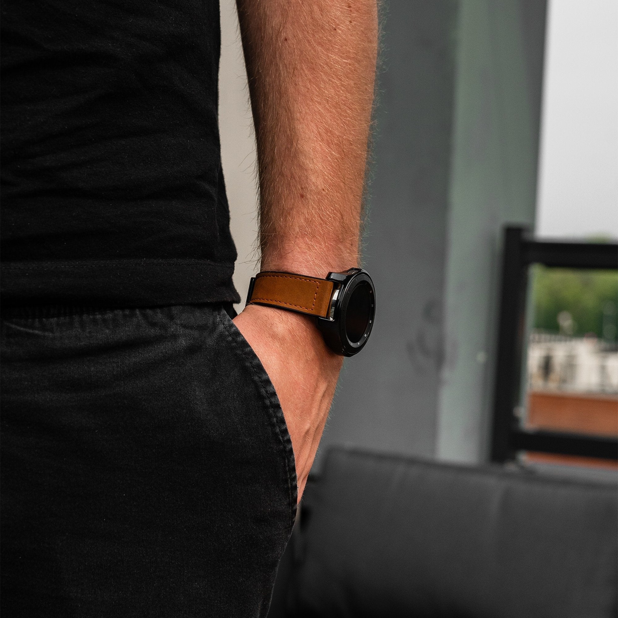 Amazfit Balance 2 leren bandje met D-buckle (donkerbruin)