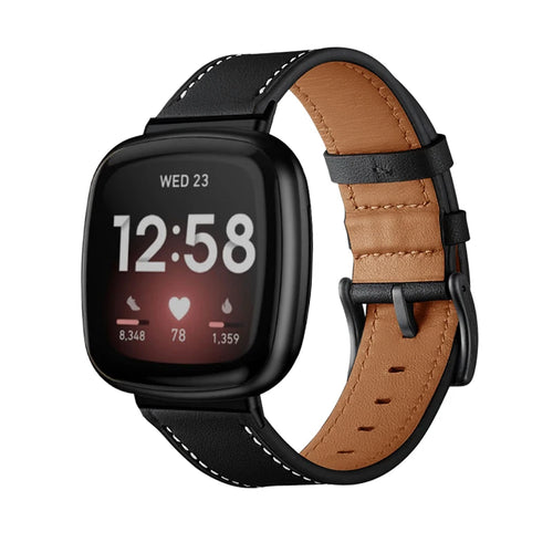 Fitbit Sense lederen bandje (zwart)