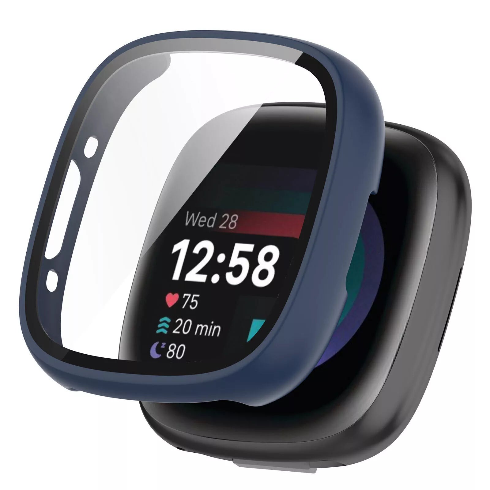 Fitbit Versa 4 / Sense 2 hard case met glas (blauw)