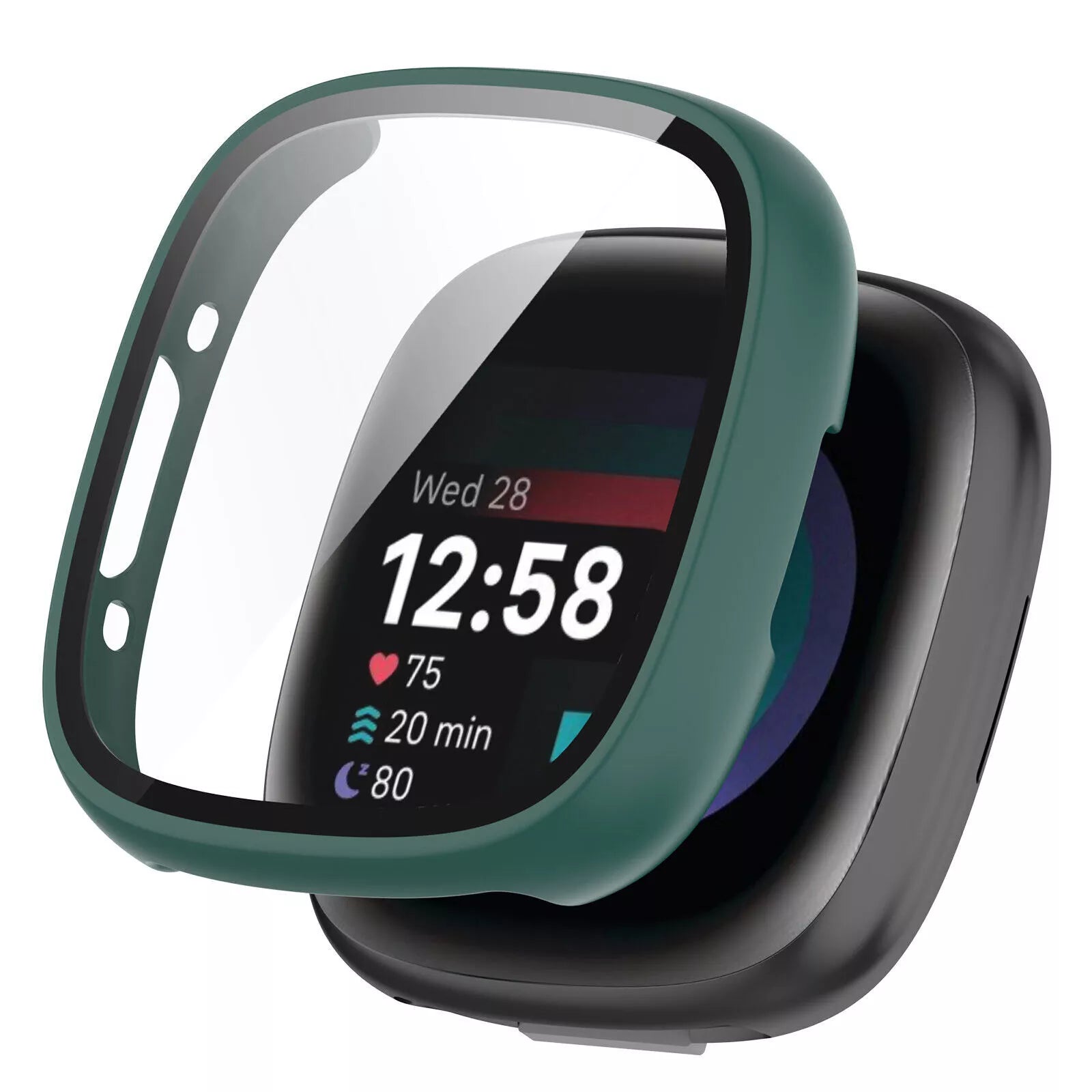 Fitbit Versa 4 / Sense 2 hard case met glas (groen)