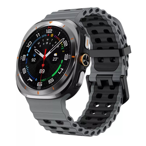 Samsung Galaxy Watch Ultra 2 wave siliconen bandje (donkergrijs/zwart)