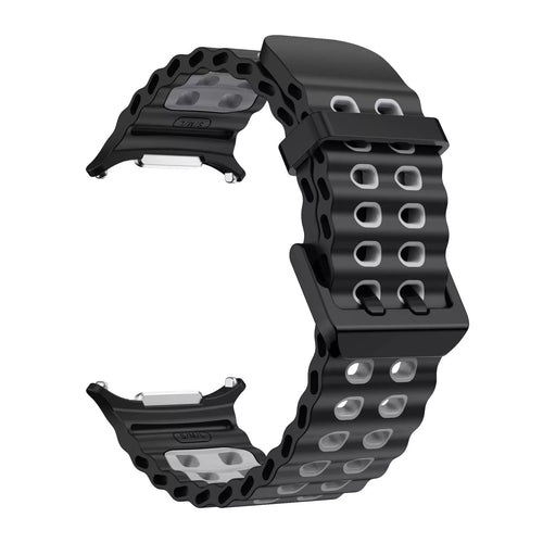 Samsung Galaxy Watch Ultra 2 wave siliconen bandje (zwart/grijs)