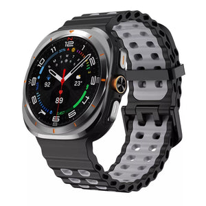 Samsung Galaxy Watch Ultra 2 wave siliconen bandje (zwart/grijs)