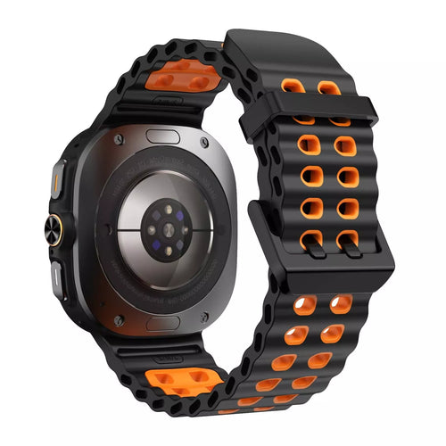Samsung Galaxy Watch Ultra wave siliconen bandje (zwart/oranje)