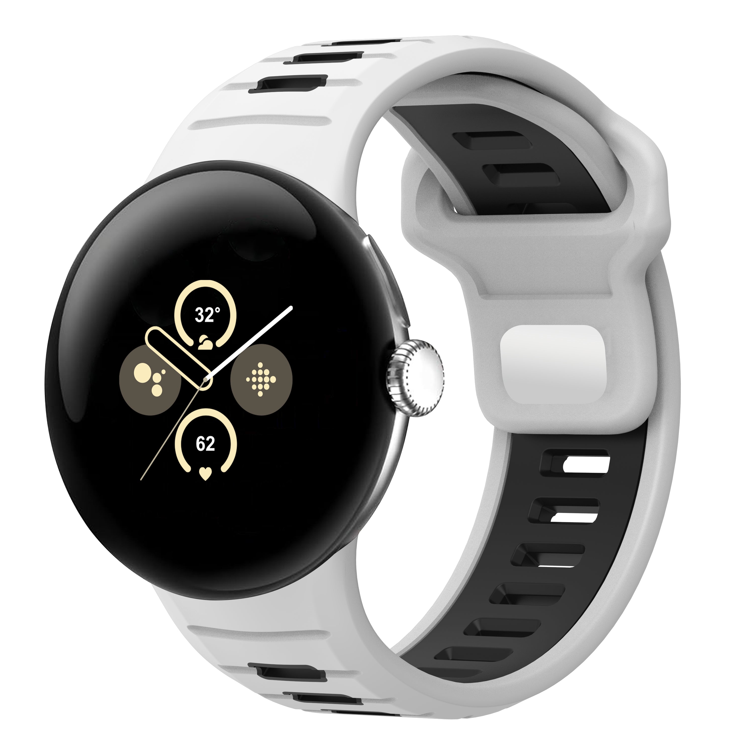 Google Pixel Watch 4 - 45mm sport duo band (wit/zwart)