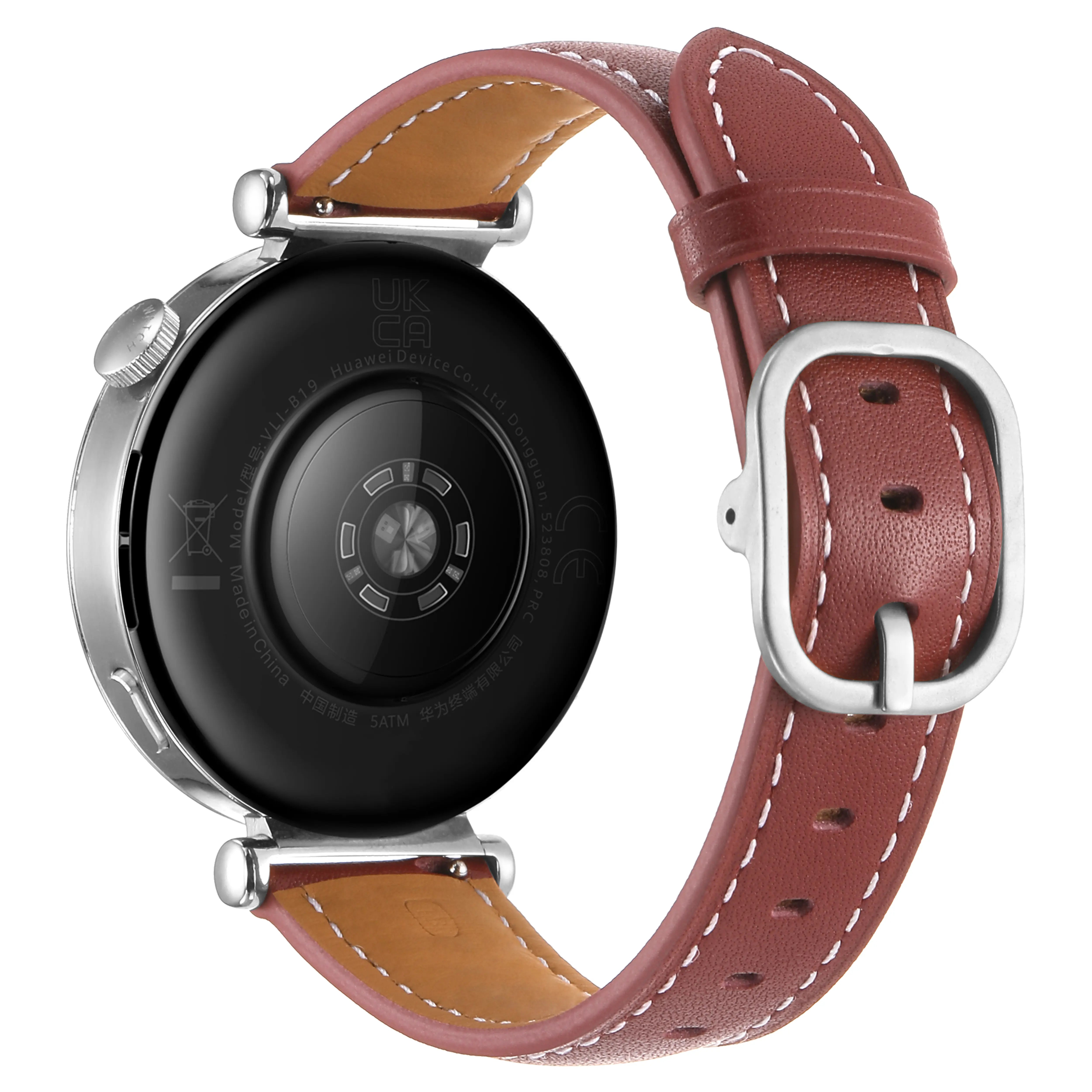 Huawei Watch GT 5 Pro - 42mm square leren band (wijnrood)
