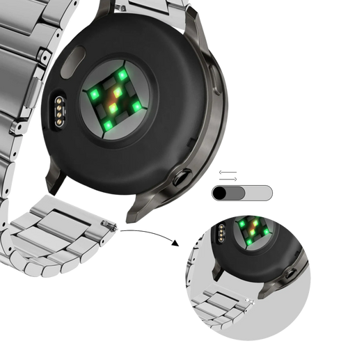 Bandz Garmin Forerunner 265s stalen band 'Classic' (zilver)