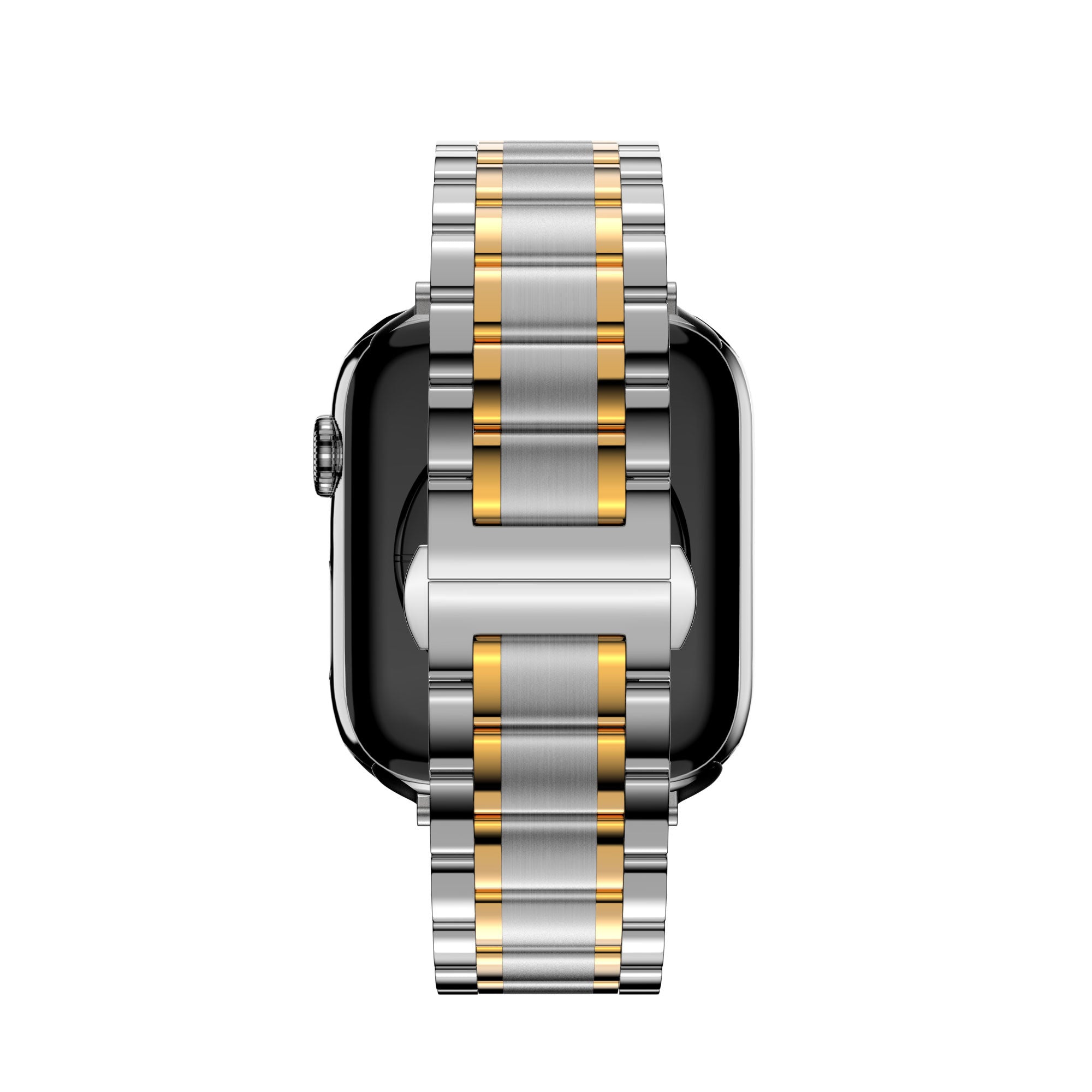 Bandz Apple Watch Ultra stalen schakel band 'Deluxe' (zilver/goud)