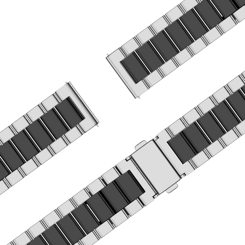 Bandz Garmin Forerunner 70 stalen band 'Classic' (zilver/zwart)