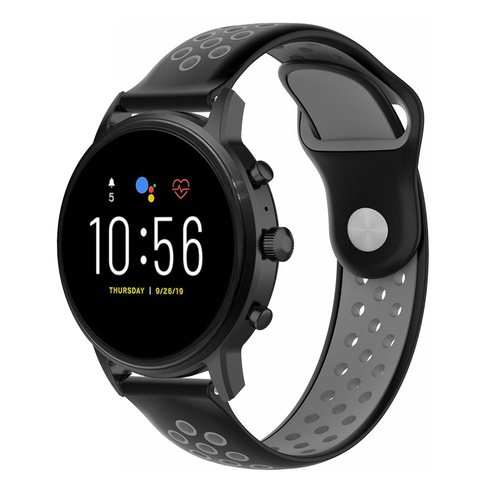 Fossil Gen 4 Explorist (HR) sport band (zwart/grijs)