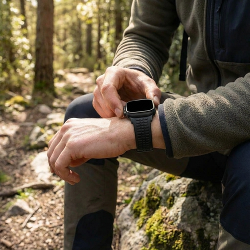 Apple Watch Ultra premium siliconen band (zwart)