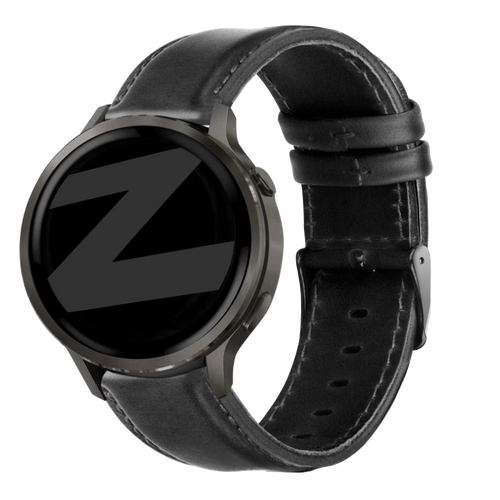 Bandz Garmin Venu 2 Leather Strap 'Classic' (Black)