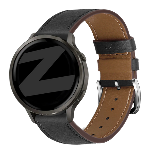 Bandz Garmin Forerunner 570 - 47mm Leather Strap 'Deluxe' (Black)