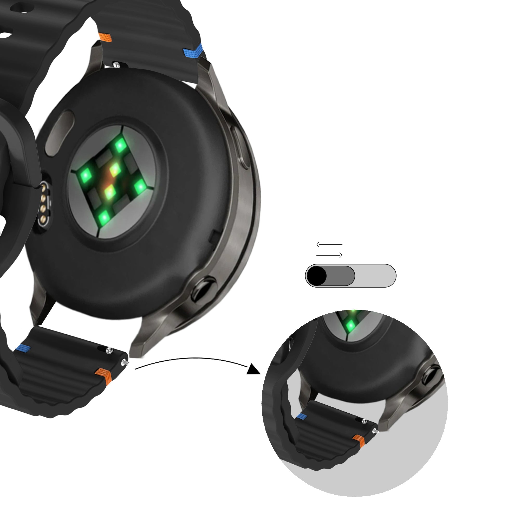 Bandz Garmin Venu 4 - 41mm Silicone Strap 'Wave' (Black)