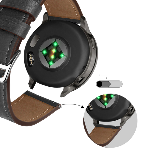 Bandz Garmin Forerunner 265 lederen band 'Deluxe' (zwart)